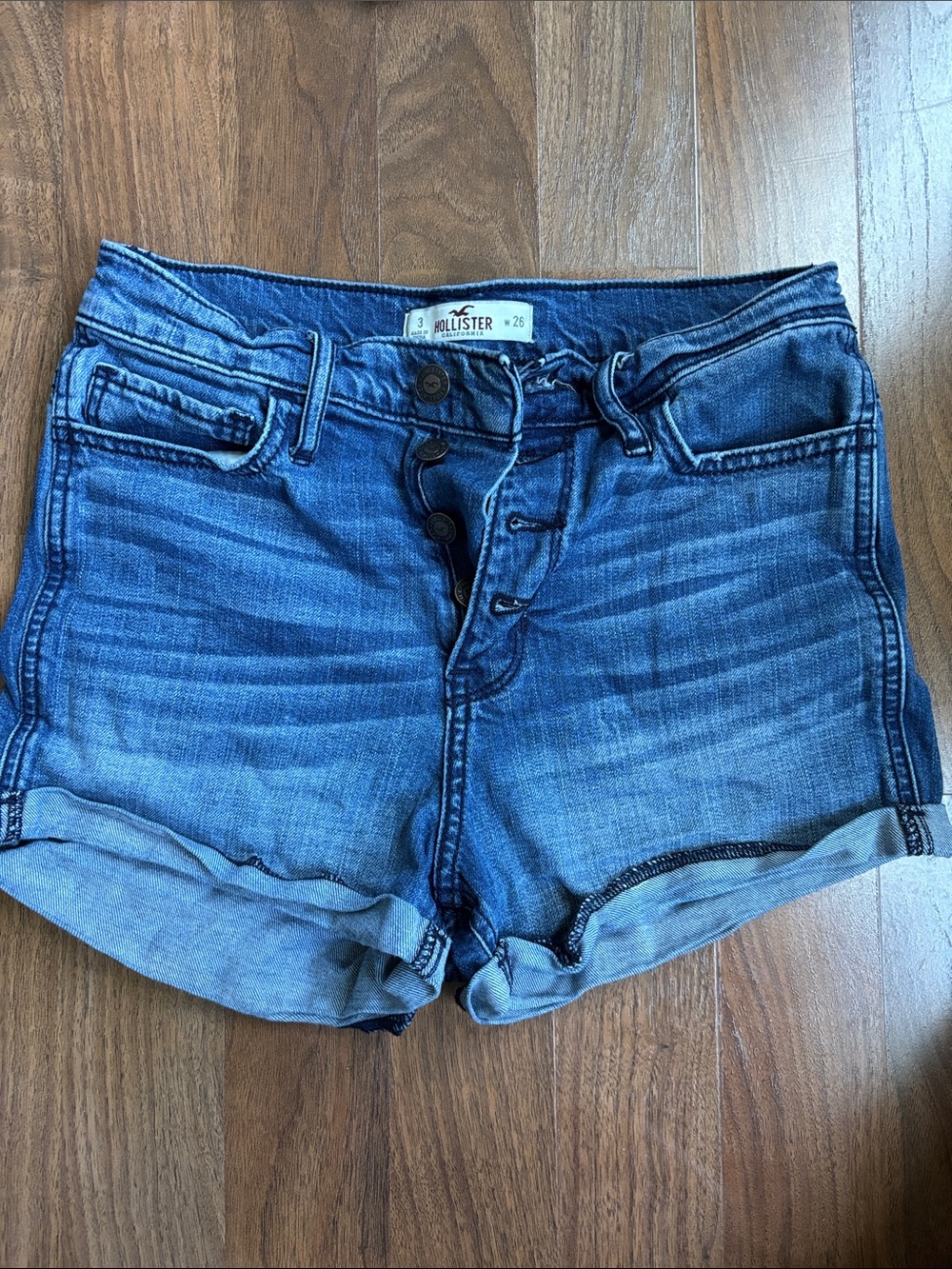 Hollister Women's Medium Blue Denim Roll-Cuff Shorts